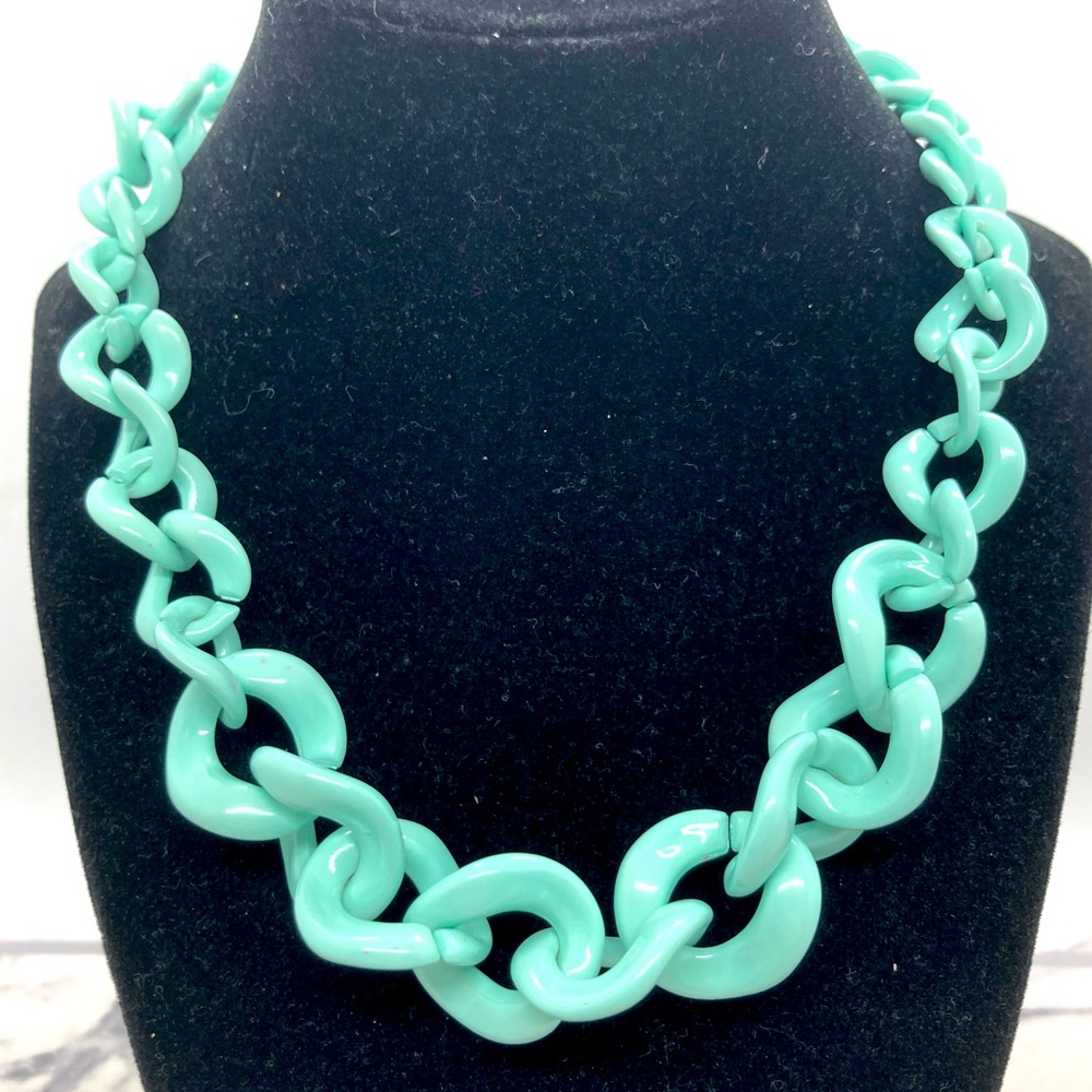 Mint Green Chunky Link Necklace - Women Jewelry Necklaces